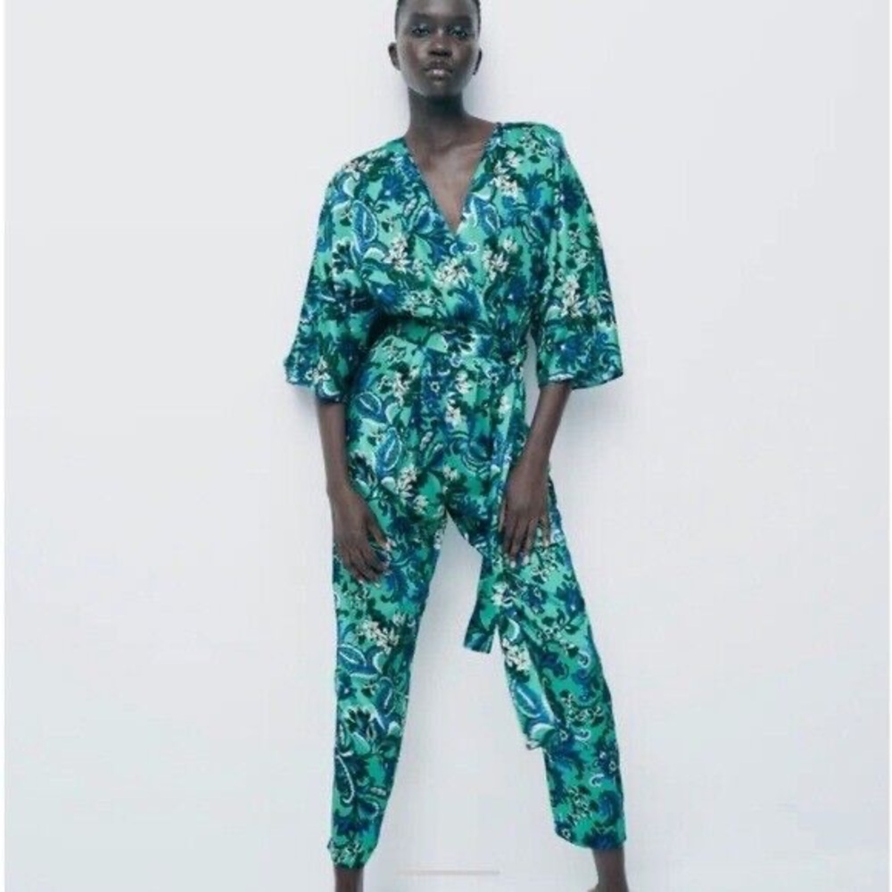 Zara Floral Green Jumpsuit